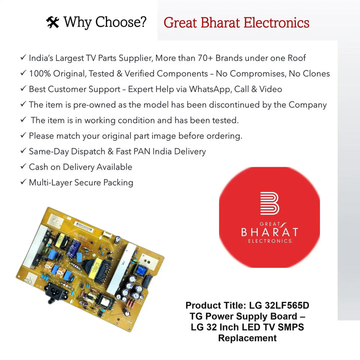 LG 32LF565D-TG Power Supply Board – LG 32 Inch LED TV SMPS Replacement - Great Bharat Electronics