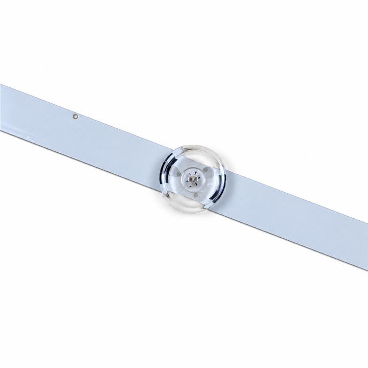 LG 32LF6300-TA LED backlight strip close-up showing a circular LED lens and mounting hole