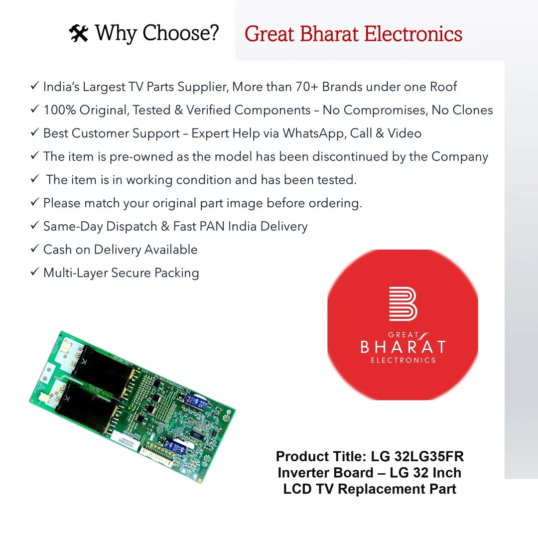 LG 32LG35FR Inverter Board – LG 32 Inch LCD TV Replacement Part - Great Bharat Electronics