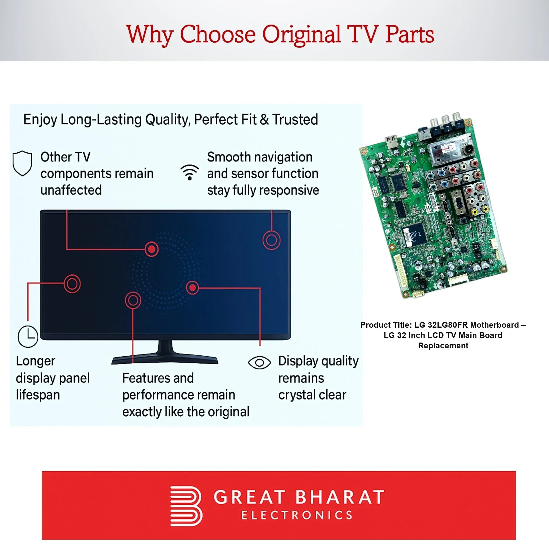 LG 32LG80FR Motherboard – LG 32 Inch LCD TV Main Board Replacement - Great Bharat Electronics