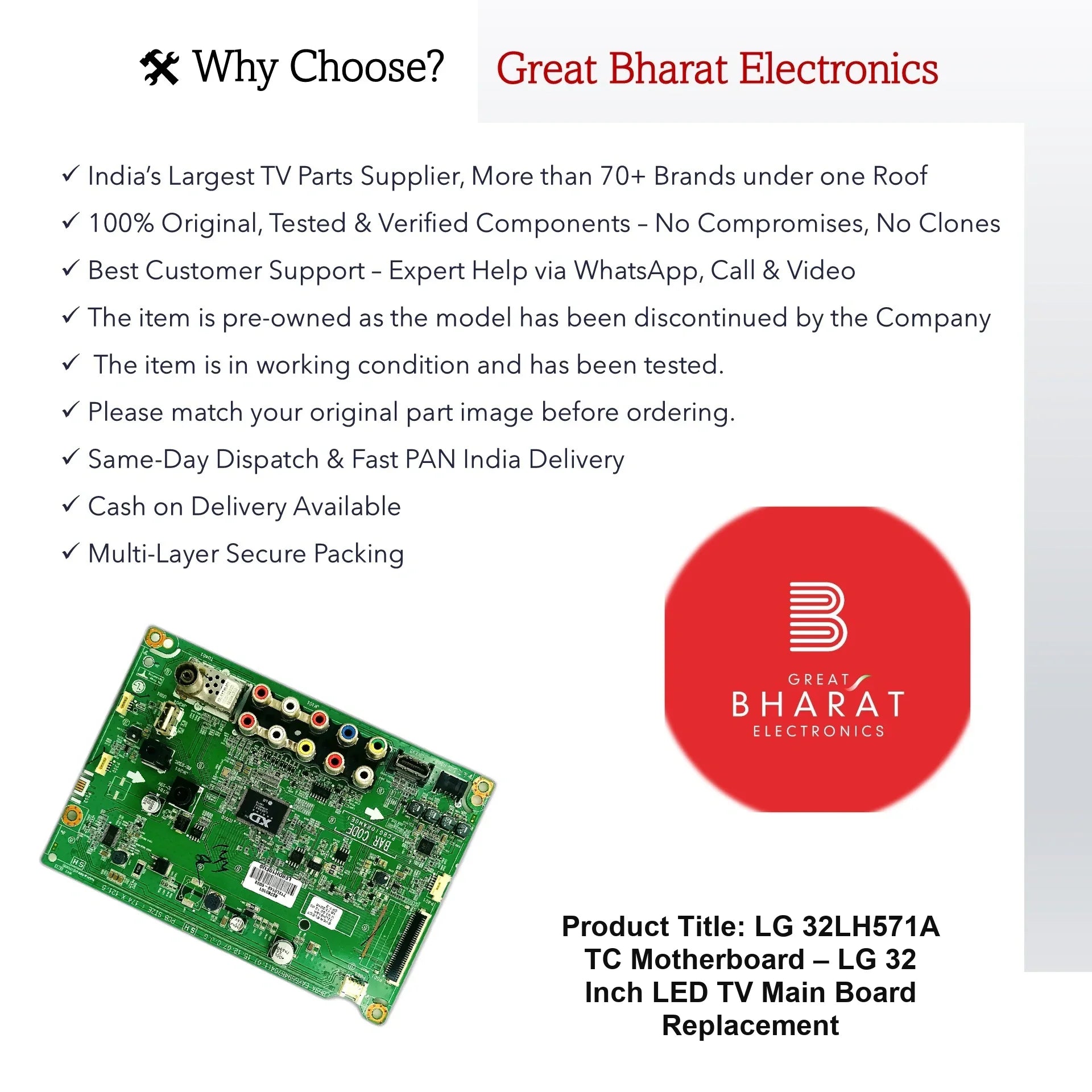 LG 32LH571A-TC Motherboard – LG 32 Inch LED TV Main Board Replacement - Great Bharat Electronics