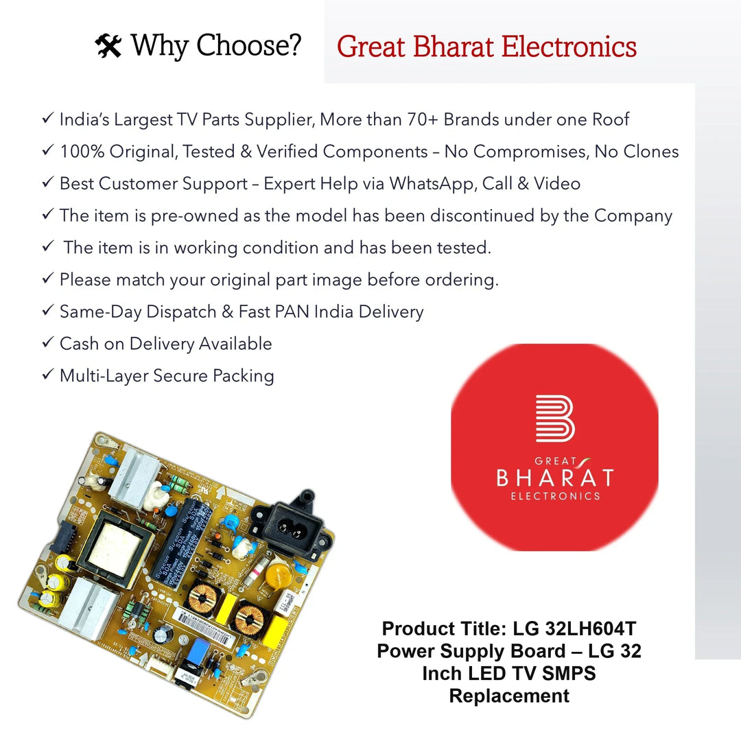 LG 32LH604T Power Supply Board – LG 32 Inch LED TV SMPS Replacement - Great Bharat Electronics