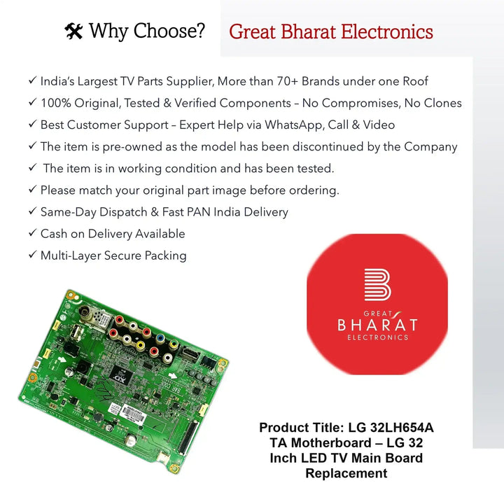 LG 32LH654A-TA Motherboard – LG 32 Inch LED TV Main Board Replacement - Great Bharat Electronics