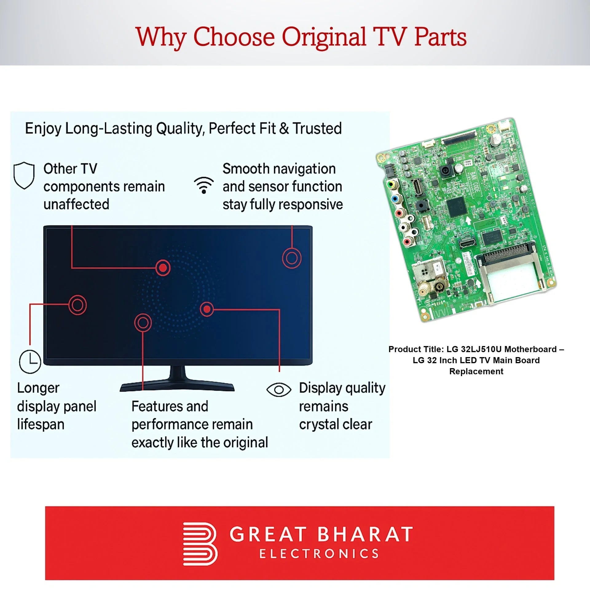 LG 32LJ510U Motherboard – LG 32 Inch LED TV Main Board Replacement - Great Bharat Electronics