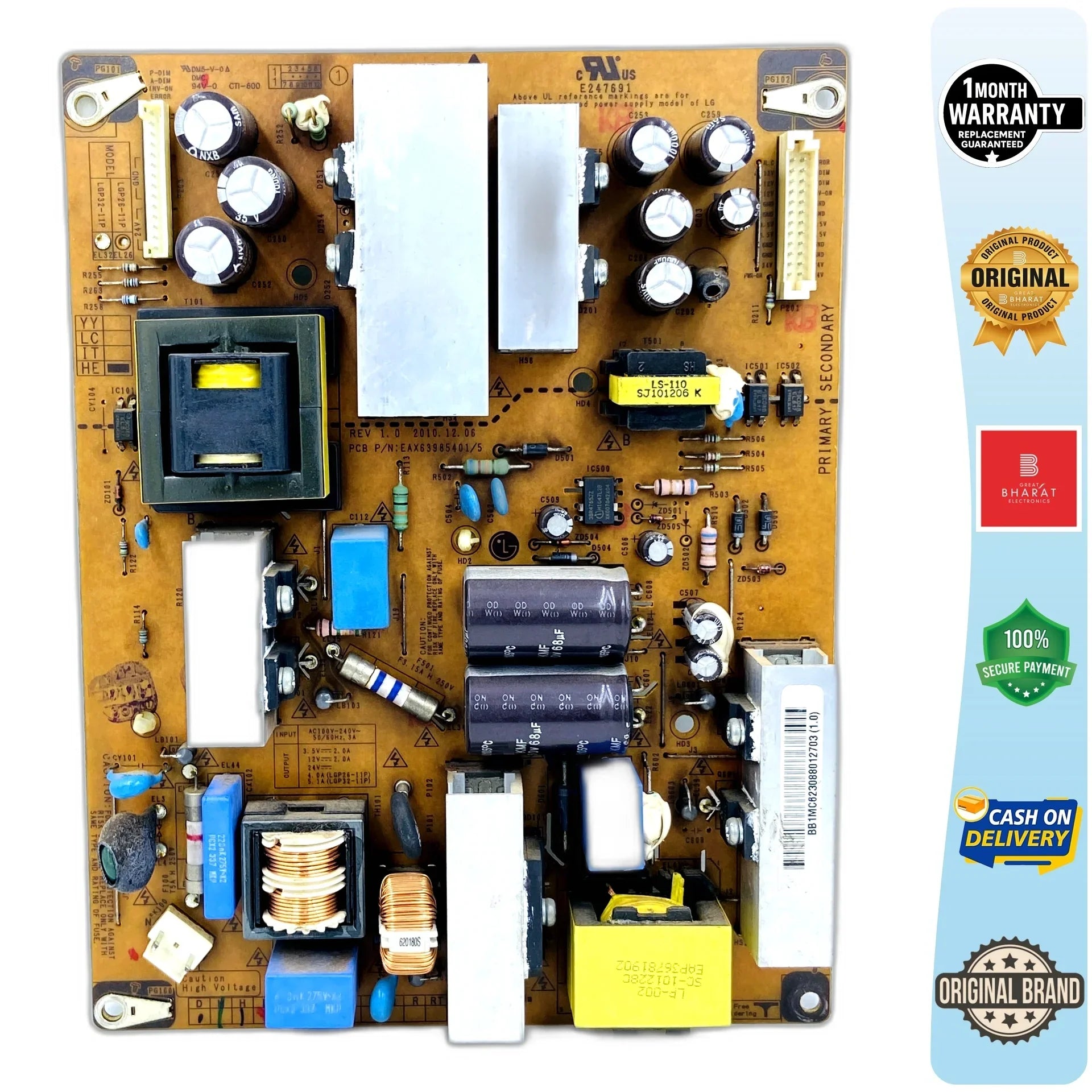 LG 32LK450-TG Power Supply Board – LG 32 Inch LCD TV SMPS Replacement - Great Bharat Electronics