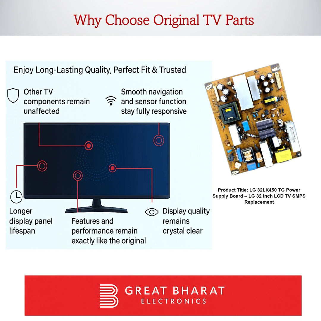 LG 32LK450-TG Power Supply Board – LG 32 Inch LCD TV SMPS Replacement - Great Bharat Electronics