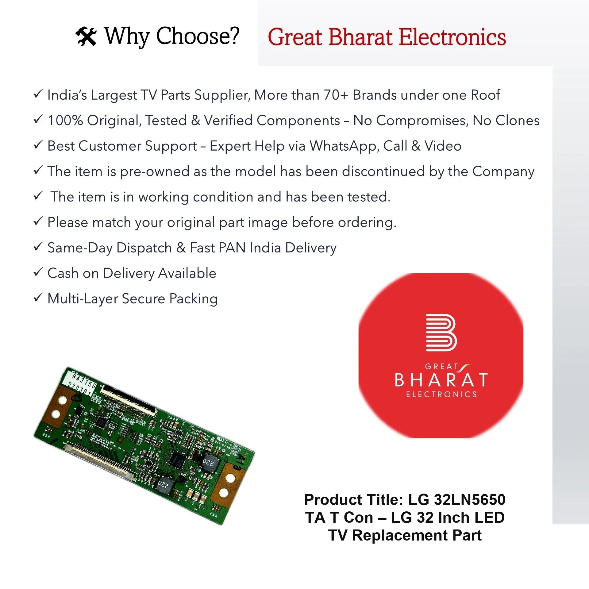 LG 32LN5650-TA T-Con Board – LG 32 Inch LED TV Replacement Part - Great Bharat Electronics