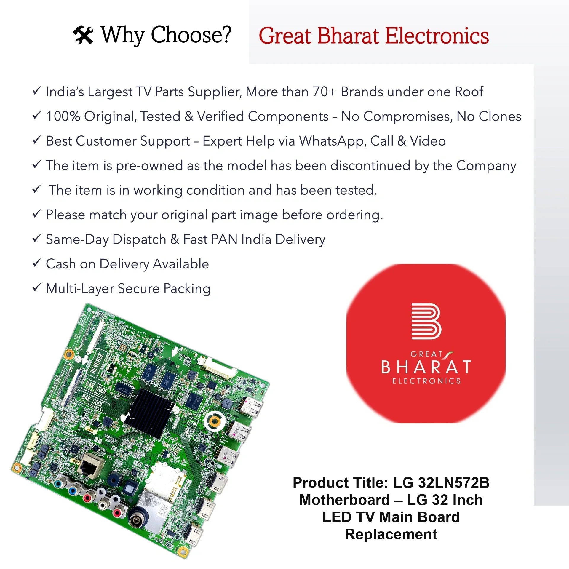 LG 32LN572B Motherboard – LG 32 Inch LED TV Main Board Replacement - Great Bharat Electronics