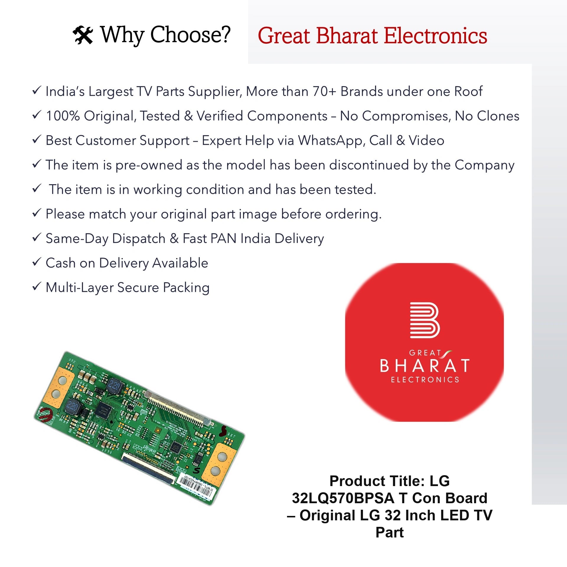 LG 32LQ570BPSA T-Con Board – Original LG 32 Inch LED TV Part - Great Bharat Electronics
