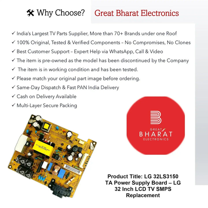 LG 32LS3150-TA Power Supply Board – LG 32 Inch LCD TV SMPS Replacement - Great Bharat Electronics