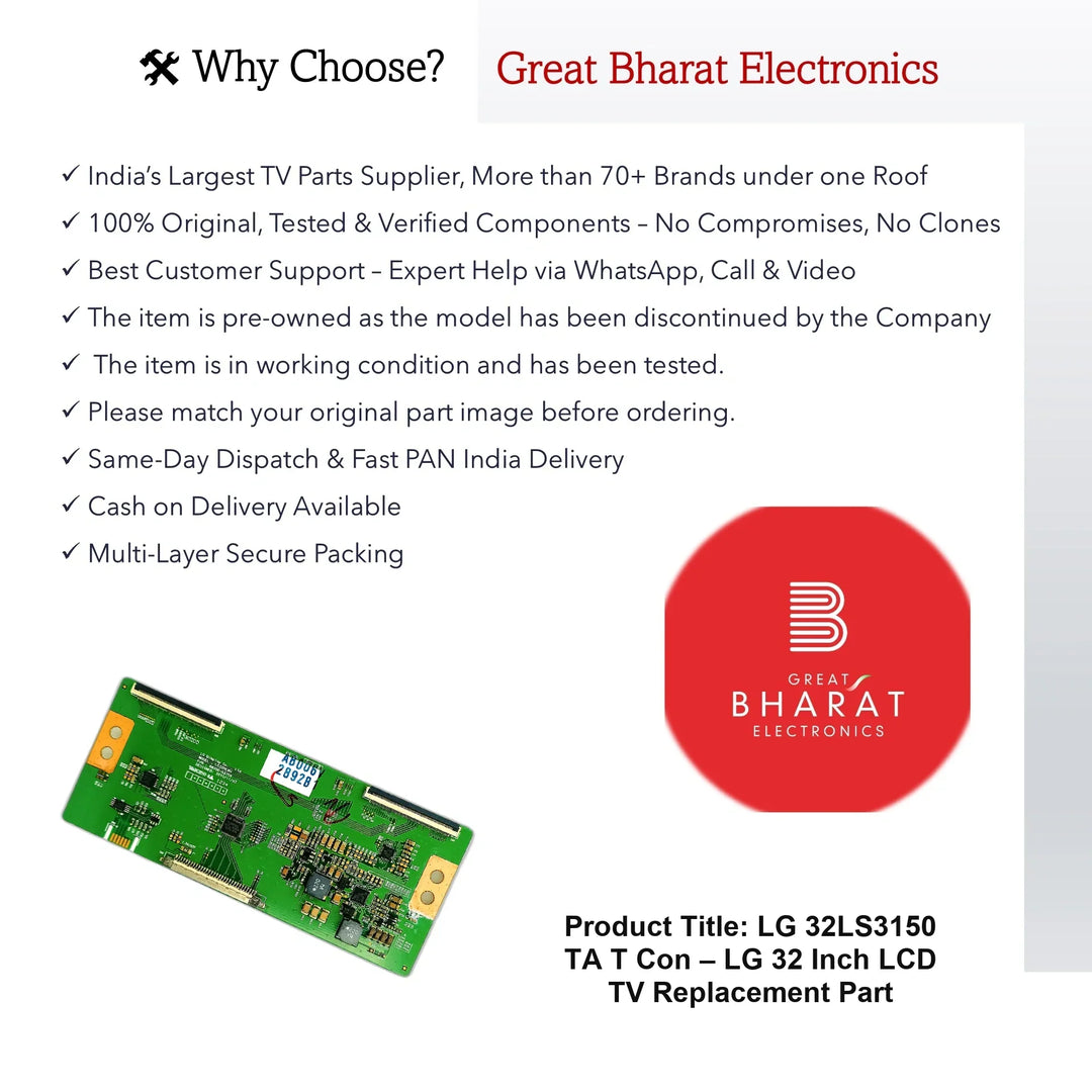 LG 32LS3150-TA T-Con Board – LG 32 Inch LCD TV Replacement Part - Great Bharat Electronics