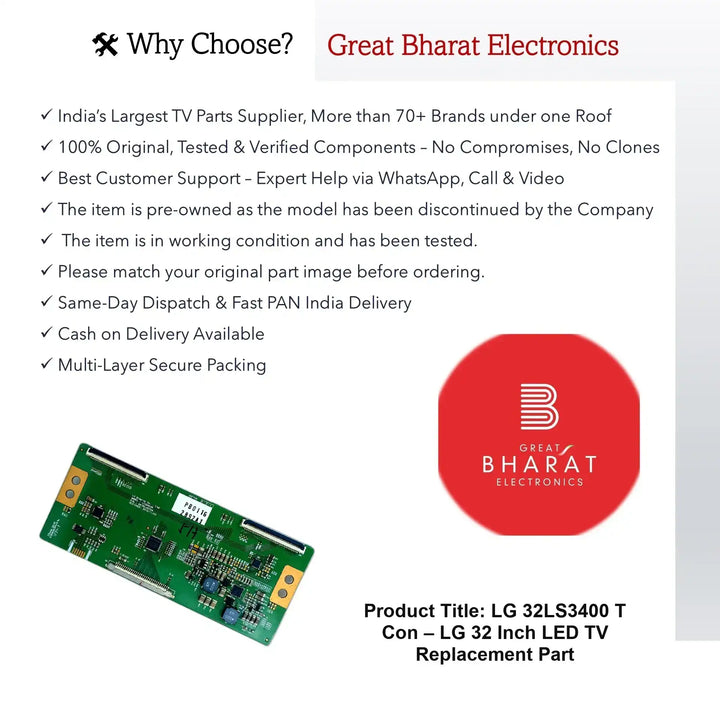 LG 32LS3400 T-Con Board – LG 32 Inch LED TV Replacement Part - Great Bharat Electronics