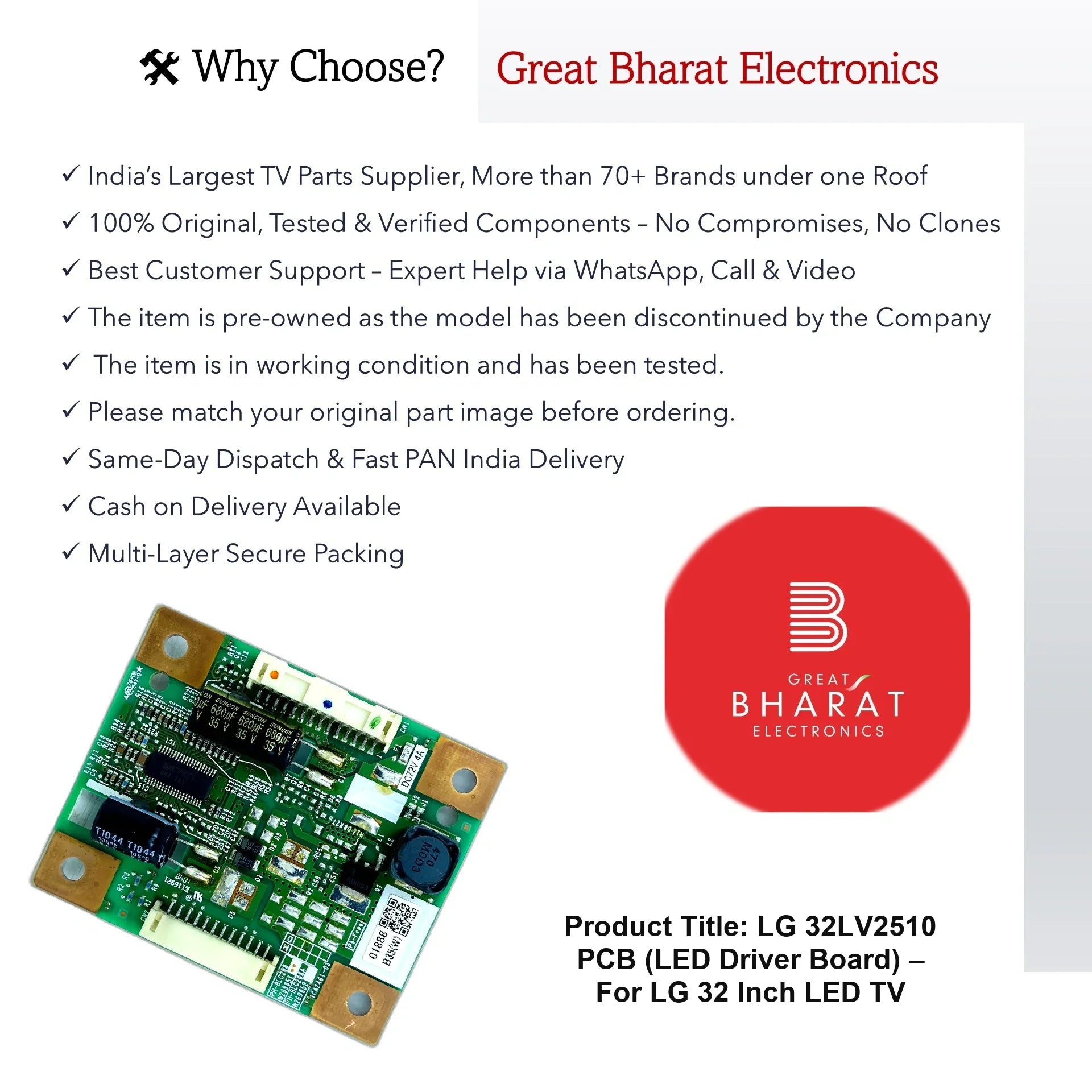 LG 32LV2510 PCB (LED Driver Board) – For LG 32 Inch LED TV - Great Bharat Electronics