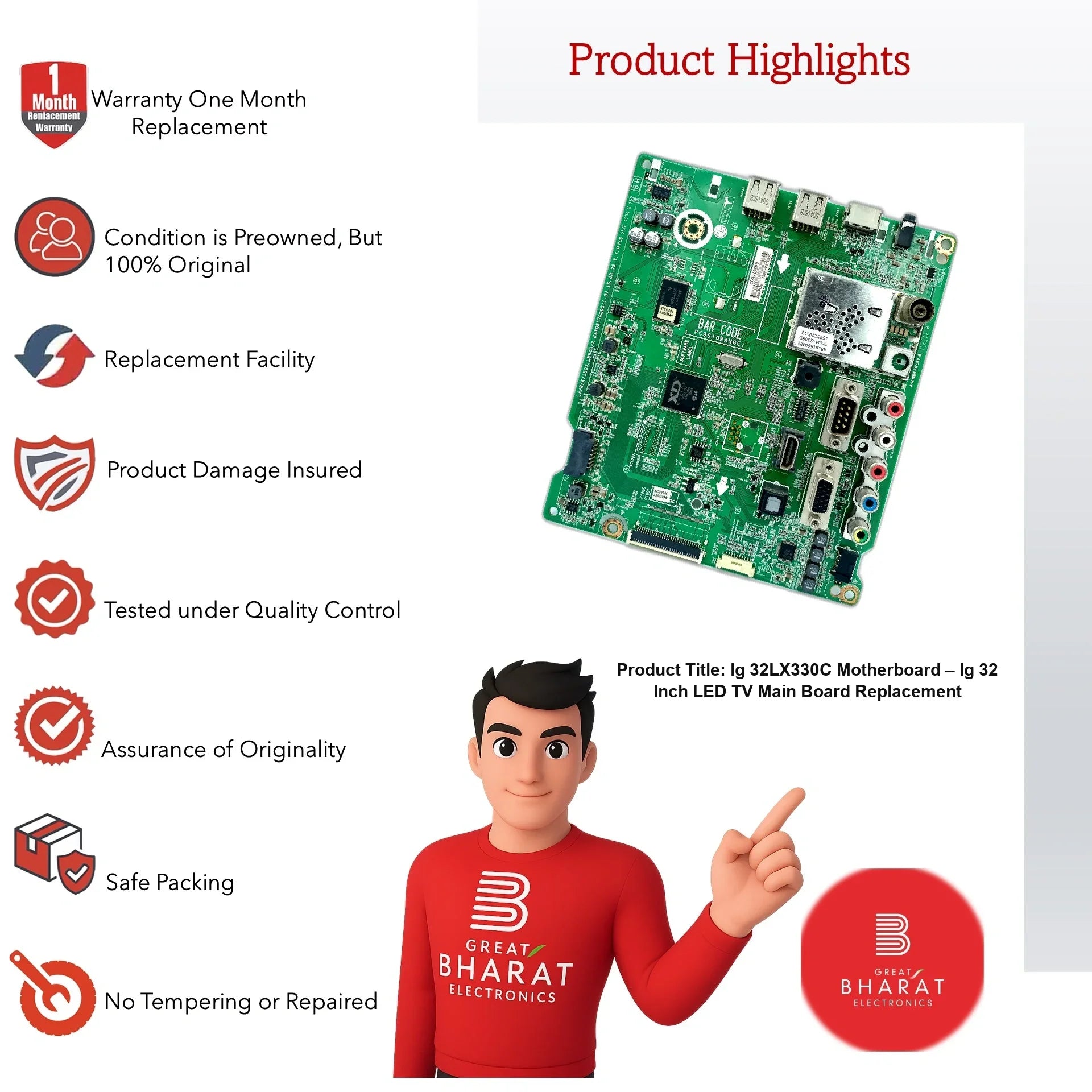 lg 32LX330C Motherboard – lg 32 Inch LED TV Main Board Replacement - Great Bharat Electronics