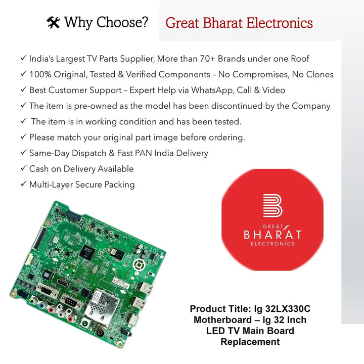 lg 32LX330C Motherboard – lg 32 Inch LED TV Main Board Replacement - Great Bharat Electronics