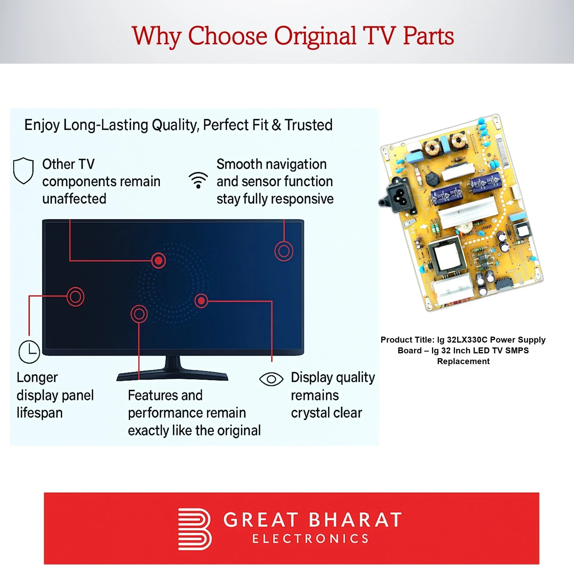 lg 32LX330C Power Supply Board – lg 32 Inch LED TV SMPS Replacement - Great Bharat Electronics