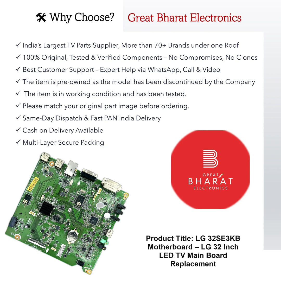 LG 32SE3KB Motherboard – LG 32 Inch LED TV Main Board Replacement - Great Bharat Electronics