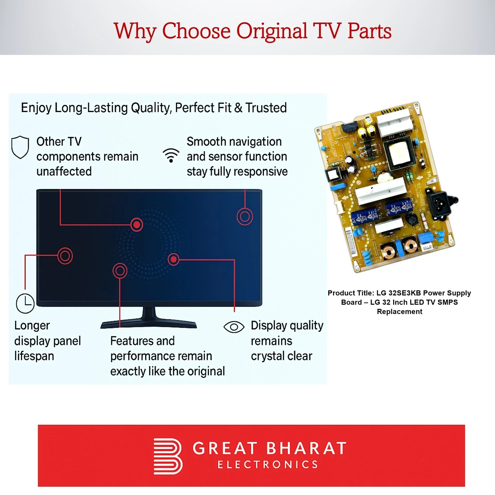 LG 32SE3KB Power Supply Board – LG 32 Inch LED TV SMPS Replacement - Great Bharat Electronics