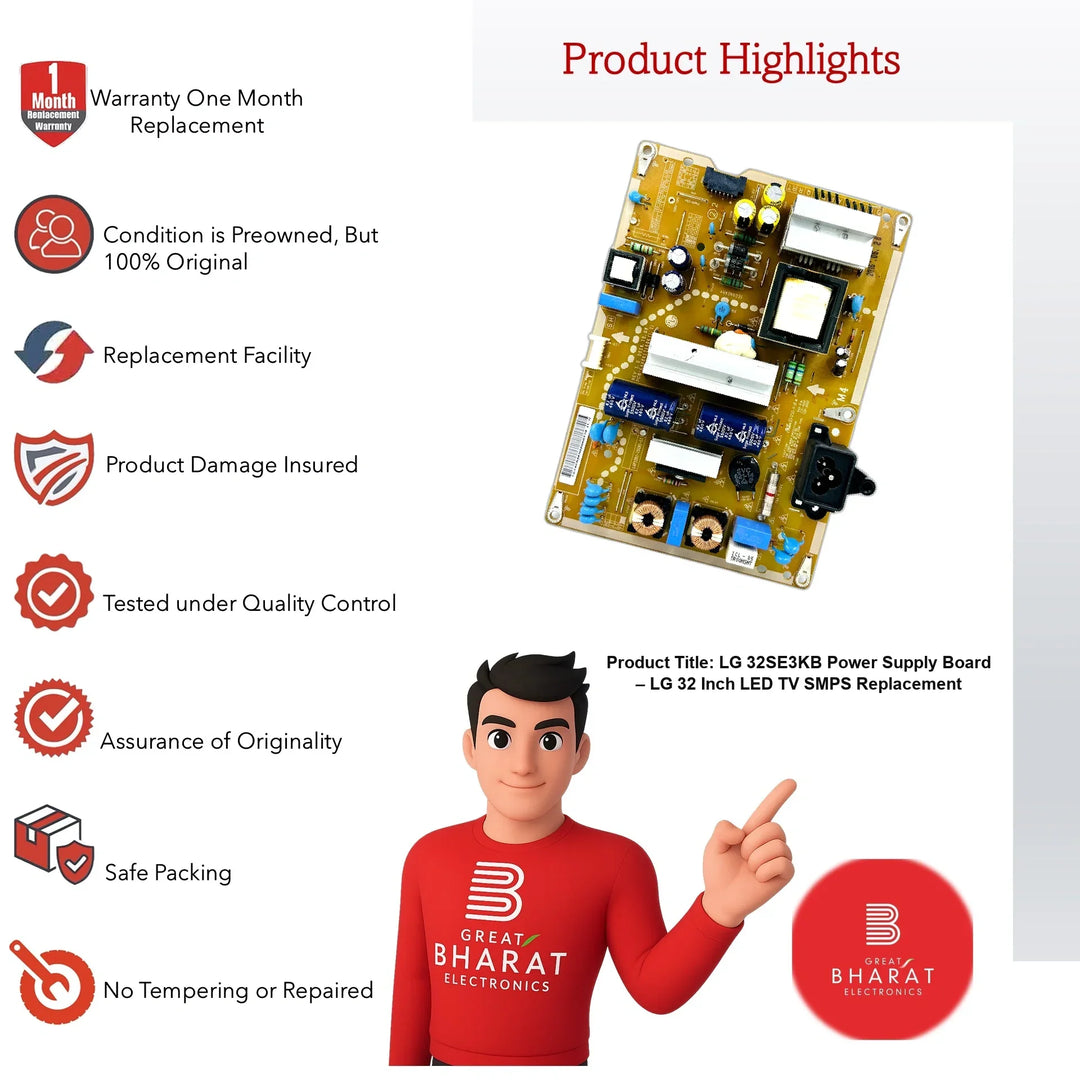 LG 32SE3KB Power Supply Board – LG 32 Inch LED TV SMPS Replacement - Great Bharat Electronics