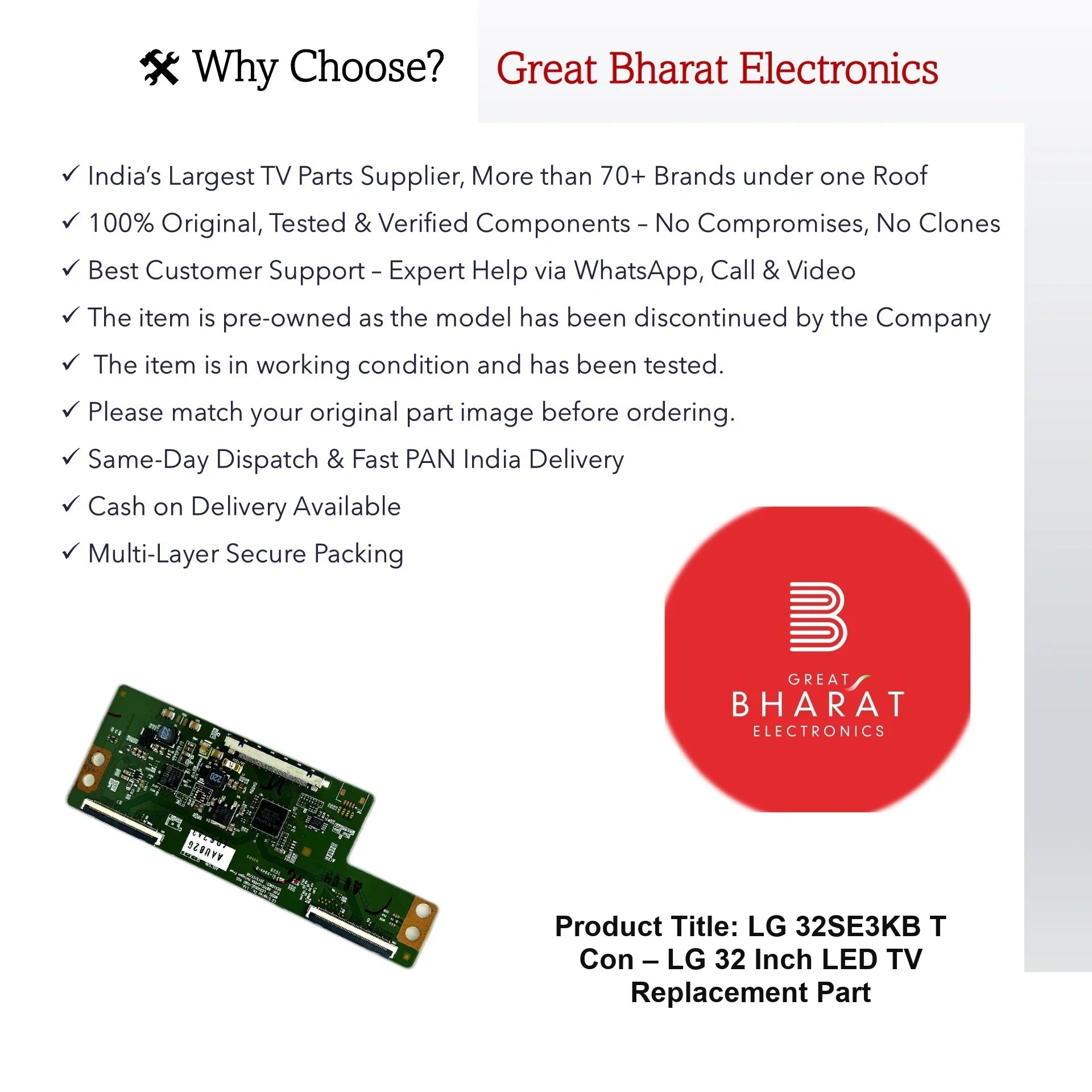 LG 32SE3KB T-Con Board – LG 32 Inch LED TV Replacement Part - Great Bharat Electronics