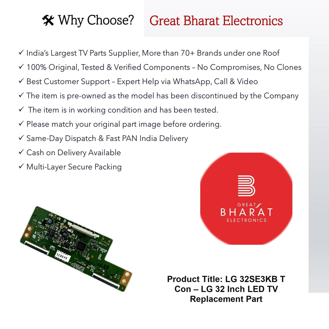 LG 32SE3KB T-Con Board – LG 32 Inch LED TV Replacement Part - Great Bharat Electronics