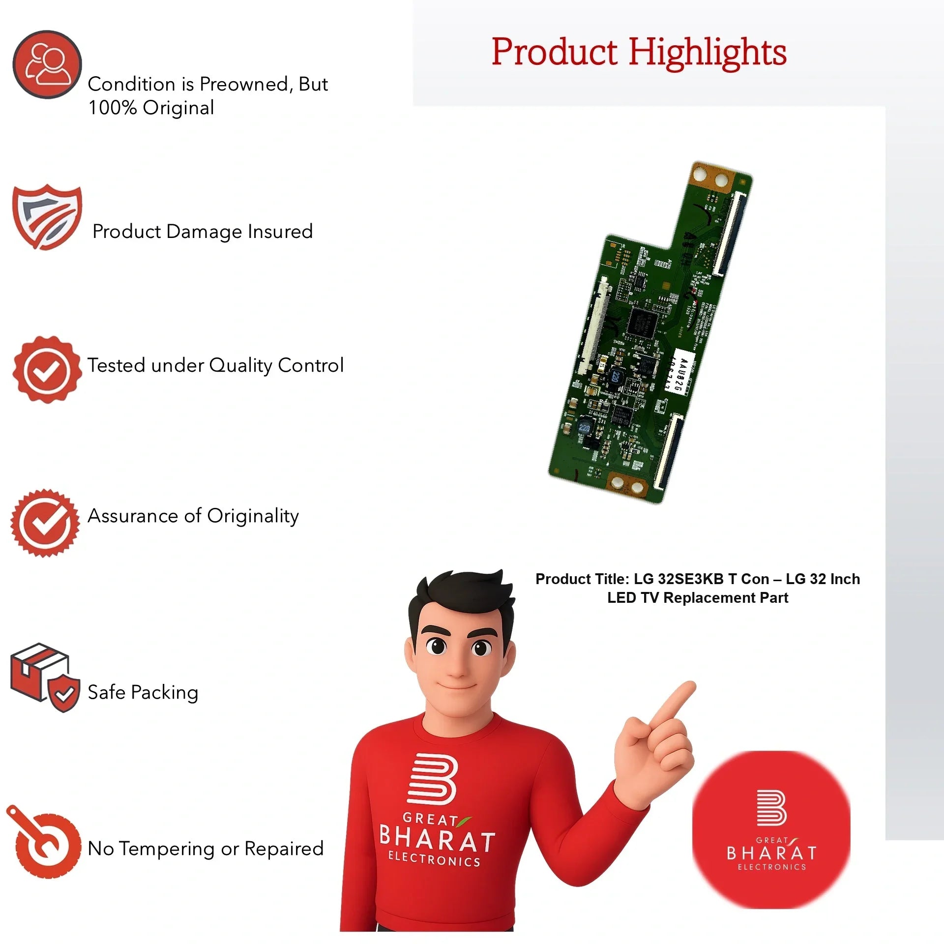 LG 32SE3KB T-Con Board – LG 32 Inch LED TV Replacement Part - Great Bharat Electronics