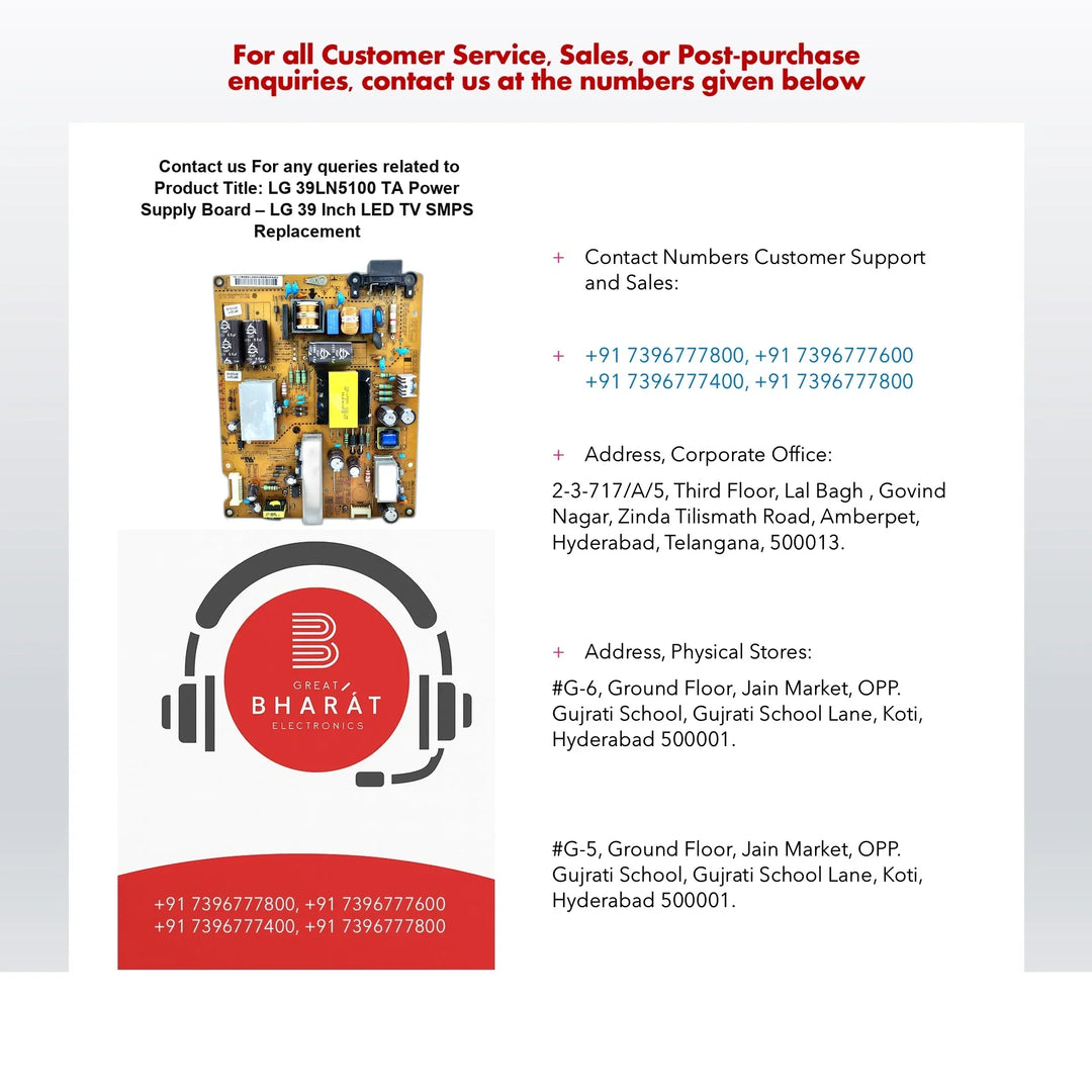LG 39LN5100-TA Power Supply Board – LG 39 Inch LED TV SMPS Replacement - Great Bharat Electronics