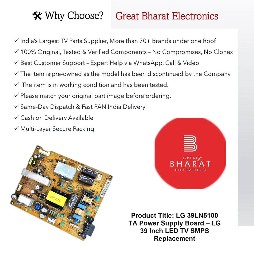 LG 39LN5100-TA Power Supply Board – LG 39 Inch LED TV SMPS Replacement - Great Bharat Electronics