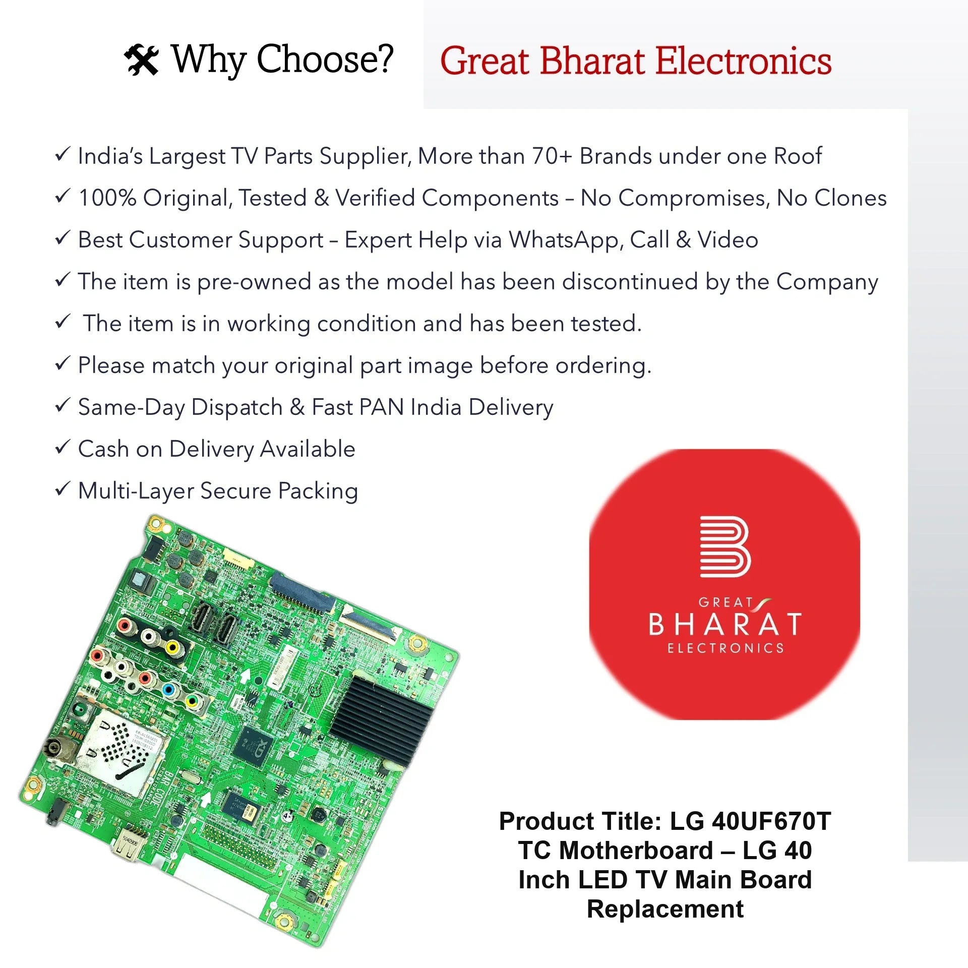 LG 40UF670T-TC Motherboard – LG 40 Inch LED TV Main Board Replacement - Great Bharat Electronics