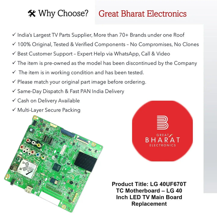 LG 40UF670T-TC Motherboard – LG 40 Inch LED TV Main Board Replacement - Great Bharat Electronics