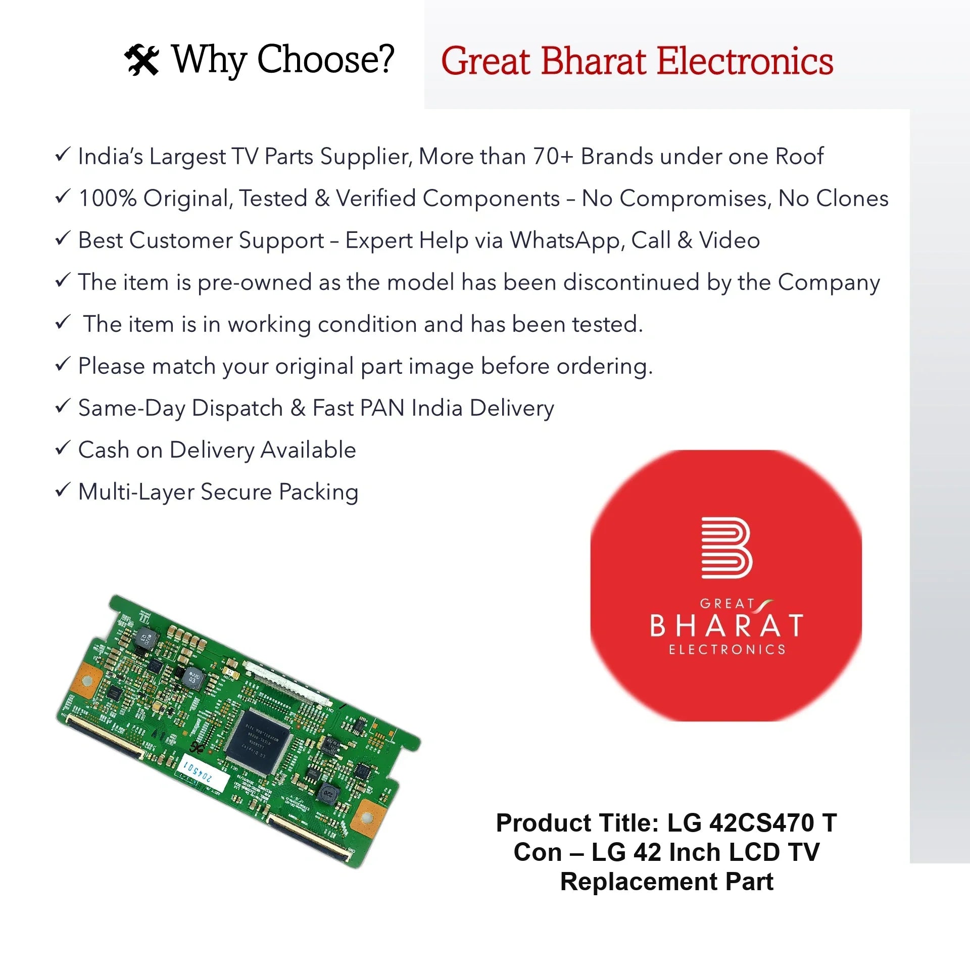 LG 42CS470 T-Con Board – LG 42 Inch LCD TV Replacement Part - Great Bharat Electronics