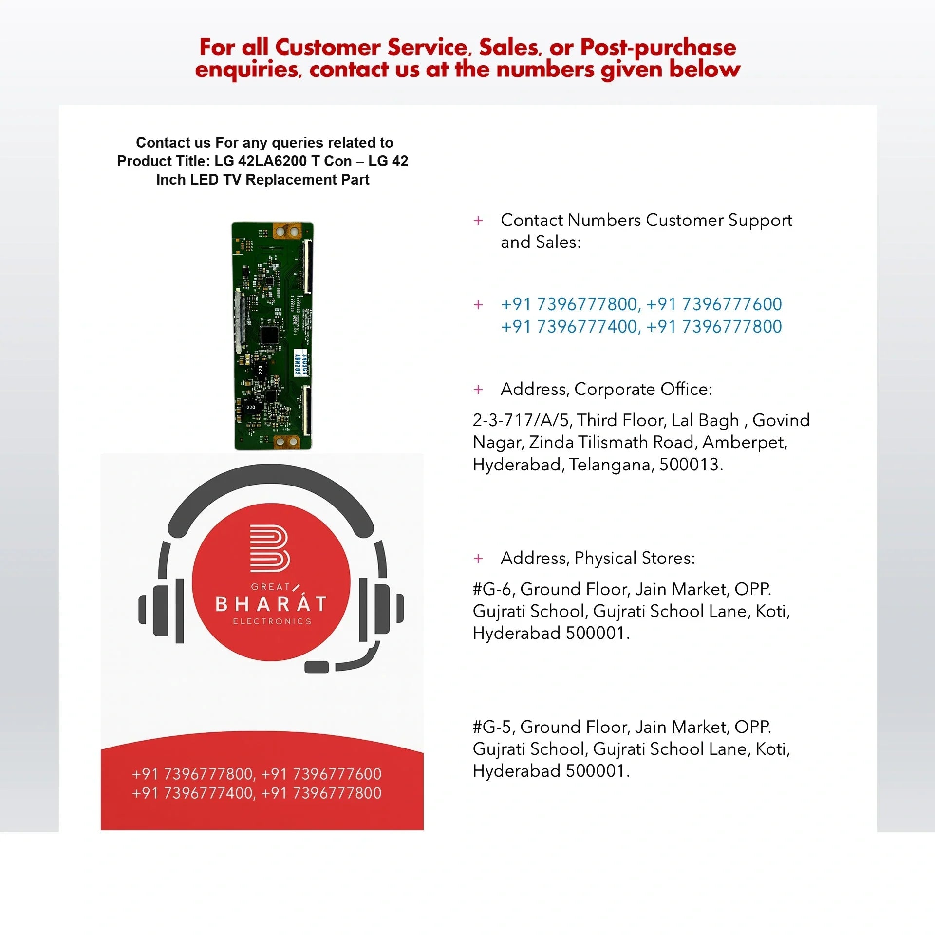 LG 42LA6200 T-Con Board – LG 42 Inch LED TV Replacement Part - Great Bharat Electronics