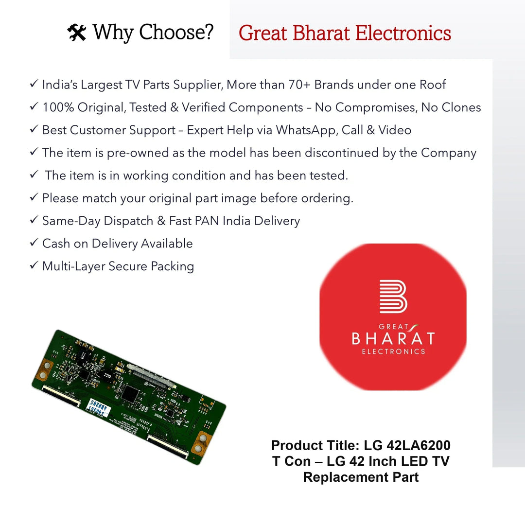 LG 42LA6200 T-Con Board – LG 42 Inch LED TV Replacement Part - Great Bharat Electronics