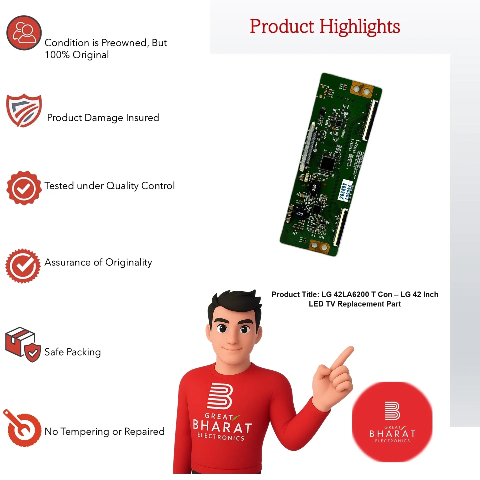 LG 42LA6200 T-Con Board – LG 42 Inch LED TV Replacement Part - Great Bharat Electronics