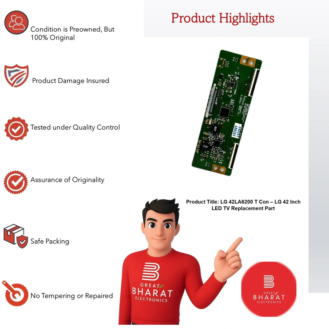 LG 42LA6200 T-Con Board – LG 42 Inch LED TV Replacement Part - Great Bharat Electronics