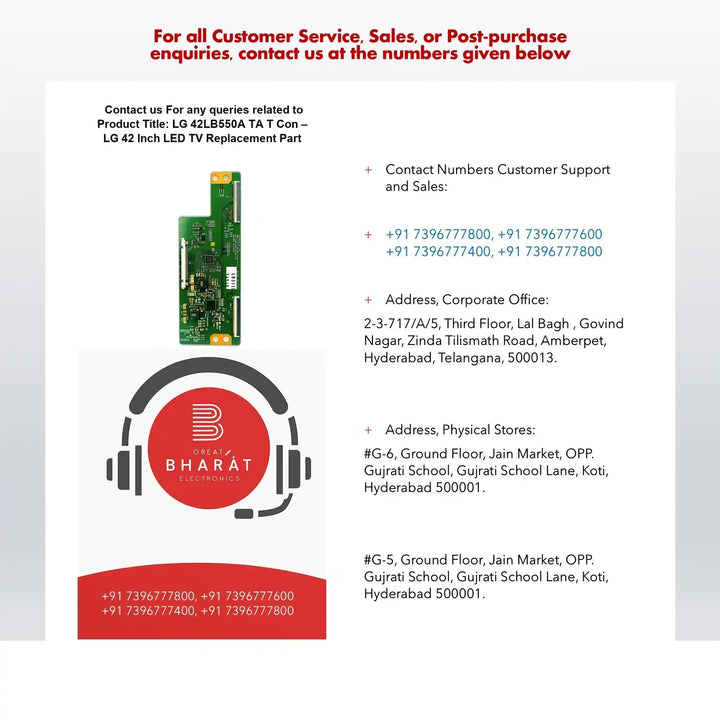 LG 42LB550A-TA T-Con Board – LG 42 Inch LED TV Replacement Part - Great Bharat Electronics