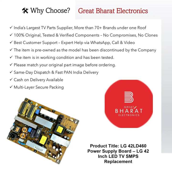 LG 42LD460 Power Supply Board – LG 42 Inch LED TV SMPS Replacement - Great Bharat Electronics