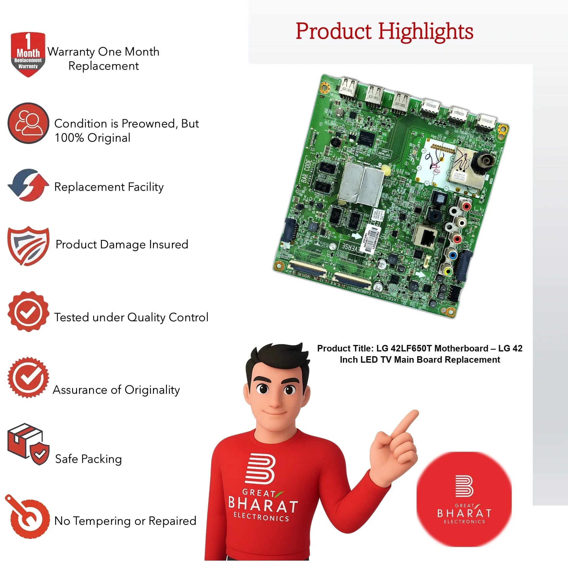 LG 42LF650T Motherboard – LG 42 Inch LED TV Main Board Replacement - Great Bharat Electronics