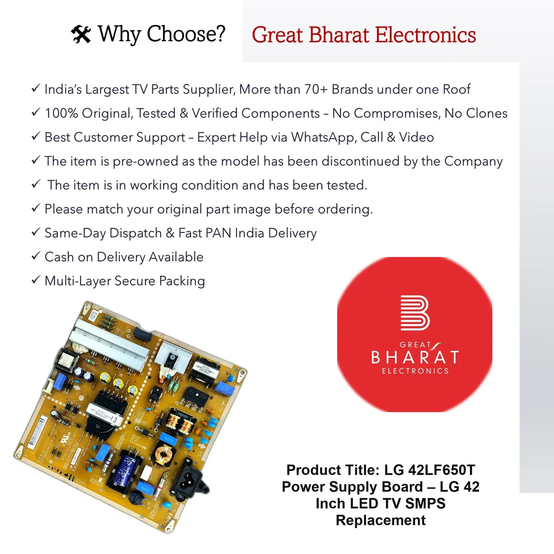 LG 42LF650T Power Supply Board – LG 42 Inch LED TV SMPS Replacement - Great Bharat Electronics
