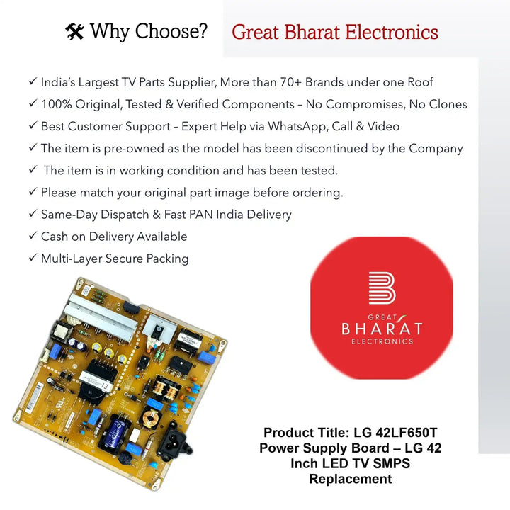 LG 42LF650T Power Supply Board – LG 42 Inch LED TV SMPS Replacement - Great Bharat Electronics