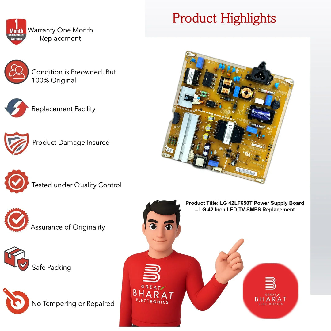 LG 42LF650T Power Supply Board – LG 42 Inch LED TV SMPS Replacement - Great Bharat Electronics