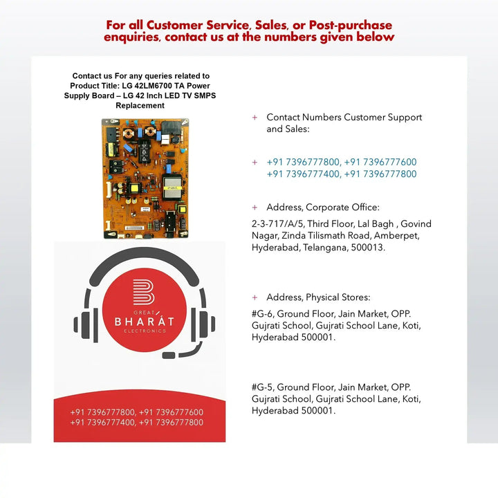 LG 42LM6700-TA Power Supply Board – LG 42 Inch LED TV SMPS Replacement - Great Bharat Electronics