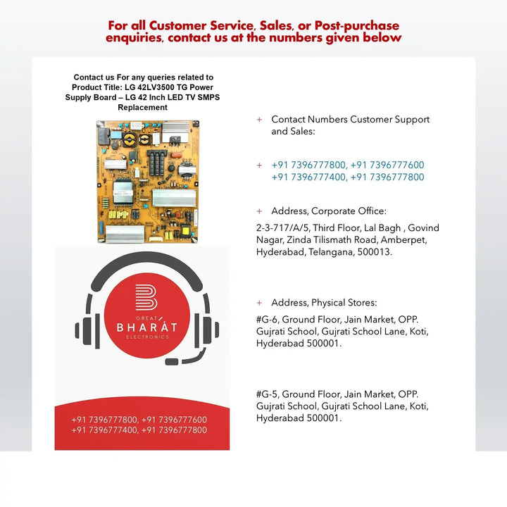 LG 42LV3500-TG Power Supply Board – LG 42 Inch LED TV SMPS Replacement - Great Bharat Electronics