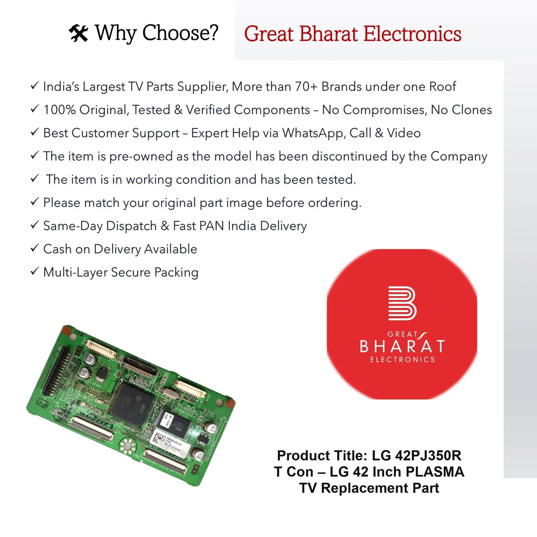 LG 42PJ350R T-Con Board – LG 42 Inch Plasma TV Replacement Part - Great Bharat Electronics
