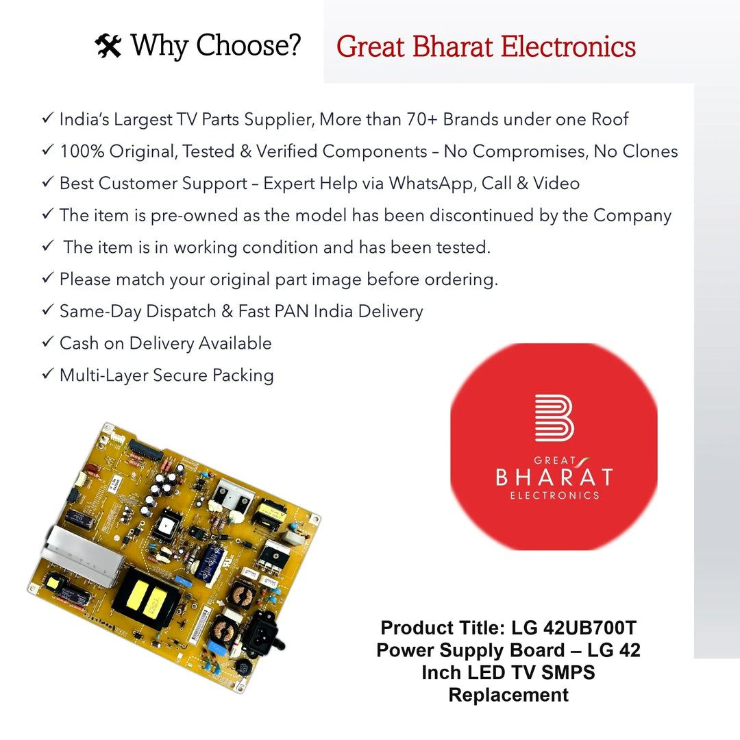 LG 42UB700T Power Supply Board – LG 42 Inch LED TV SMPS Replacement - Great Bharat Electronics