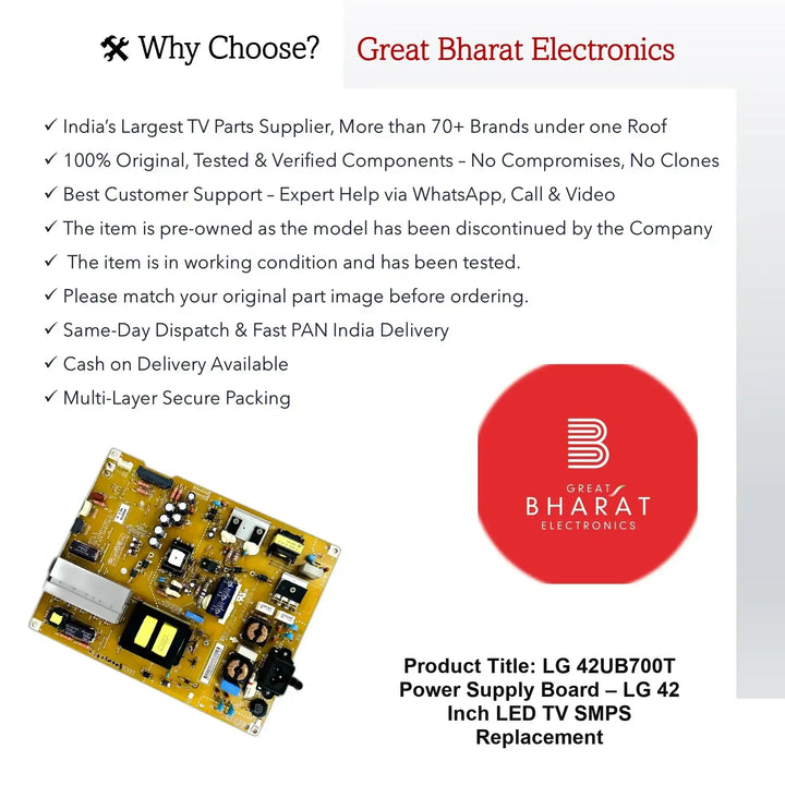 LG 42UB700T Power Supply Board – LG 42 Inch LED TV SMPS Replacement - Great Bharat Electronics
