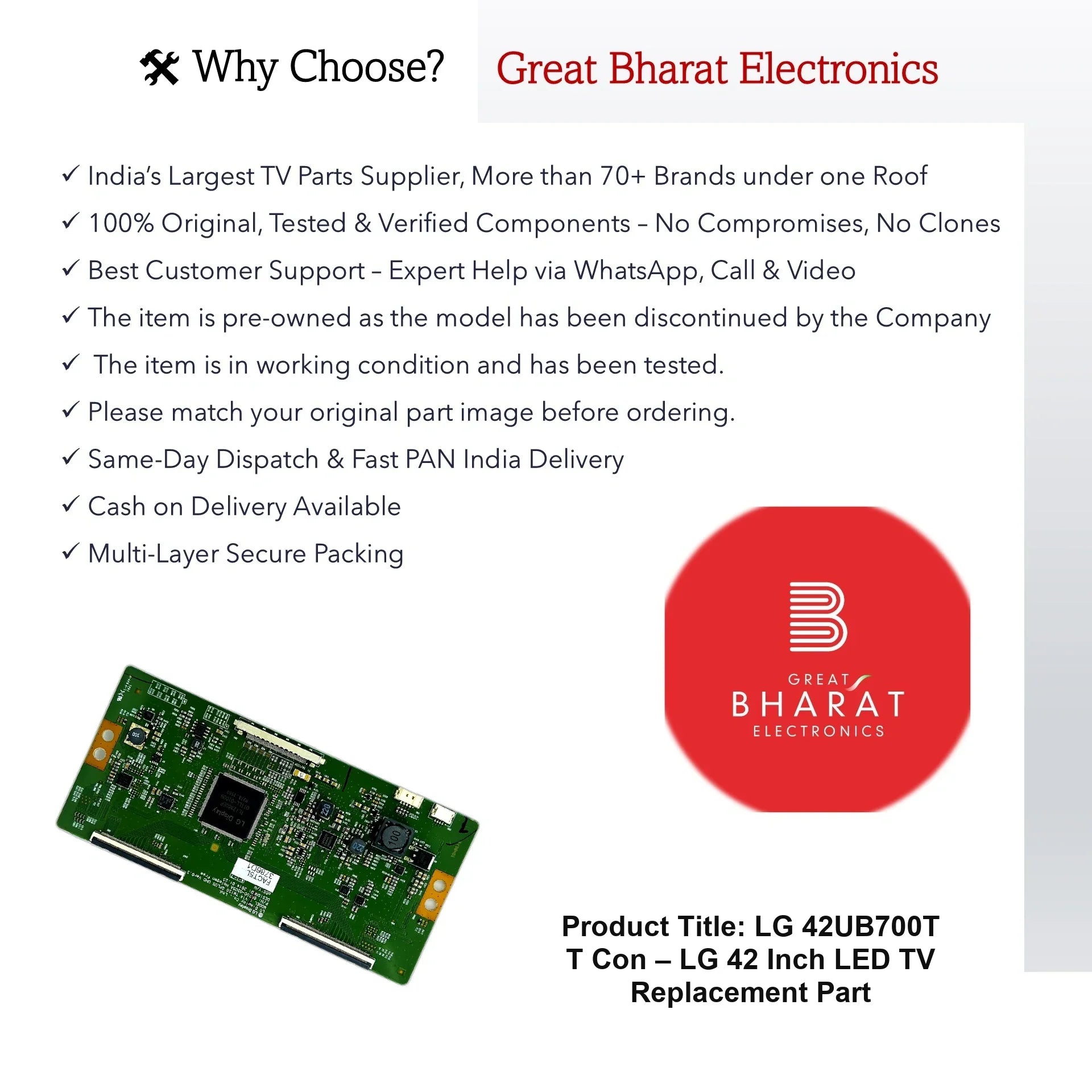 LG 42UB700T T-Con Board – LG 42 Inch LED TV Replacement Part - Great Bharat Electronics