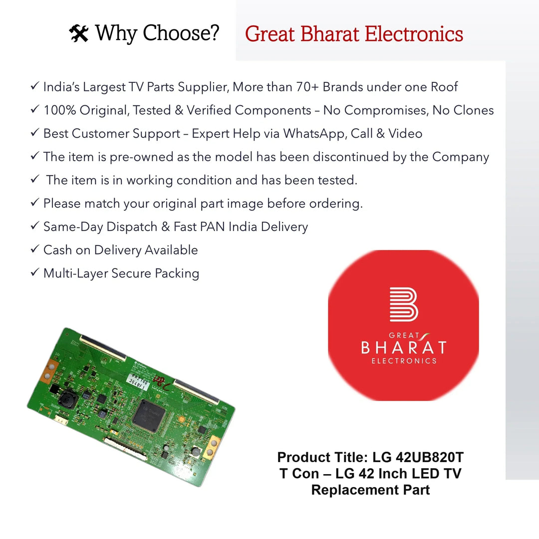 LG 42UB820T T-Con Board – LG 42 Inch LED TV Replacement Part - Great Bharat Electronics