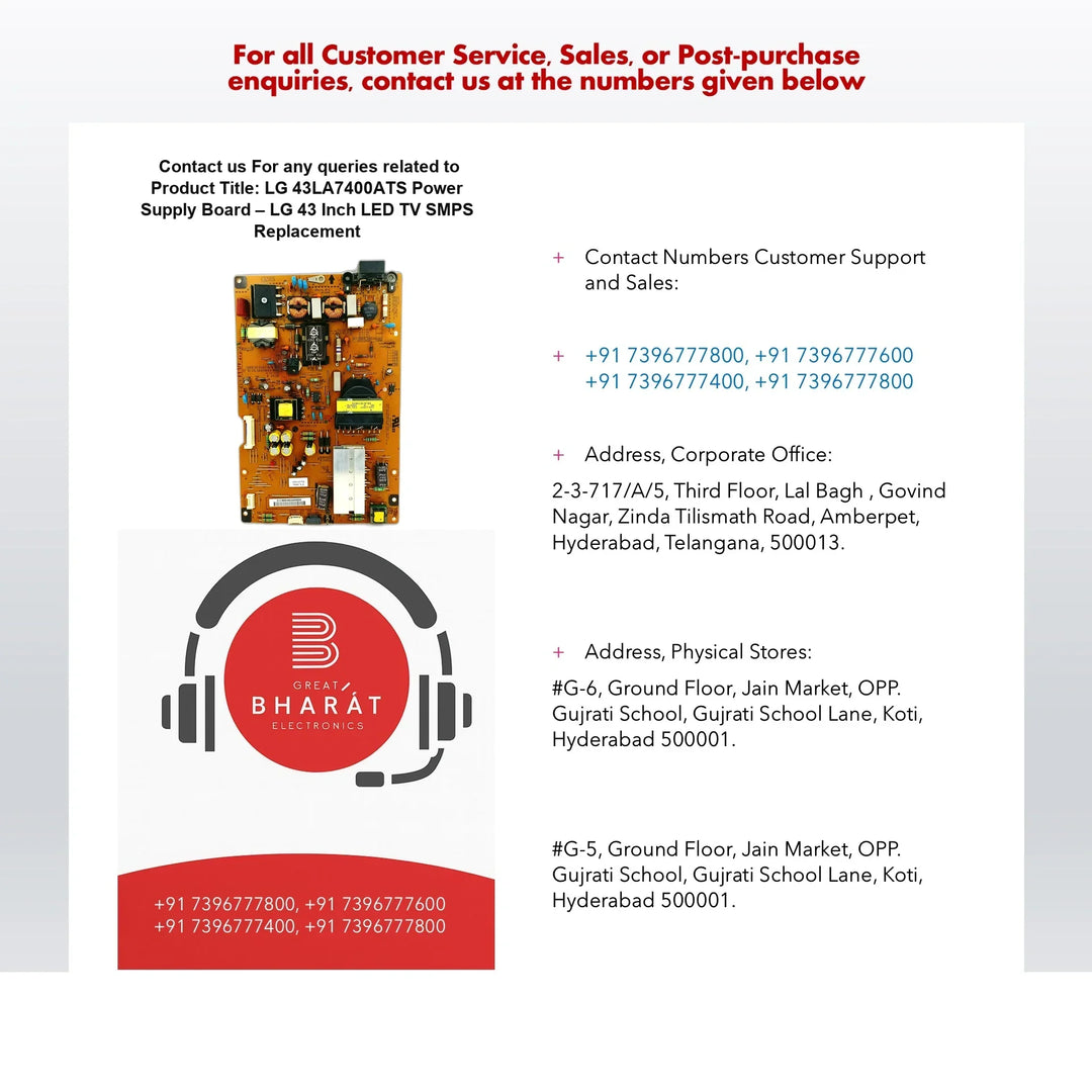 LG 43LA7400ATS Power Supply Board – LG 43 Inch LED TV SMPS Replacement - Great Bharat Electronics