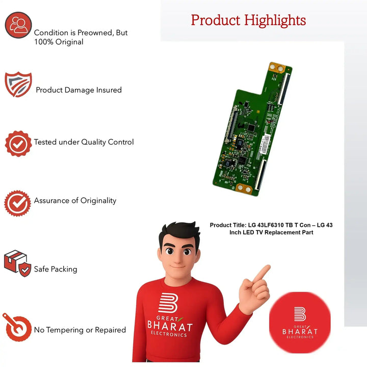 LG 43LF6310-TB T-Con Board – LG 43 Inch LED TV Replacement Part - Great Bharat Electronics